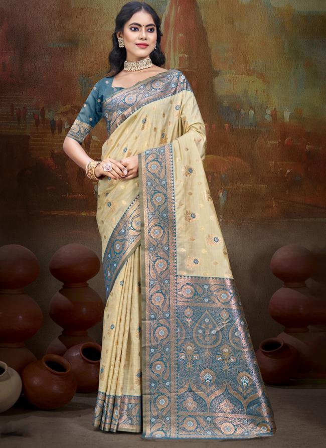 Silk Sky Blue Festival Wear Weaving  Saree